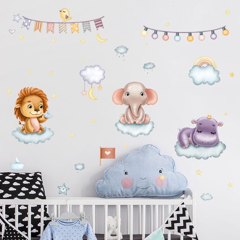 Stickers Chambre Bébé<br>Animaux Cartoon