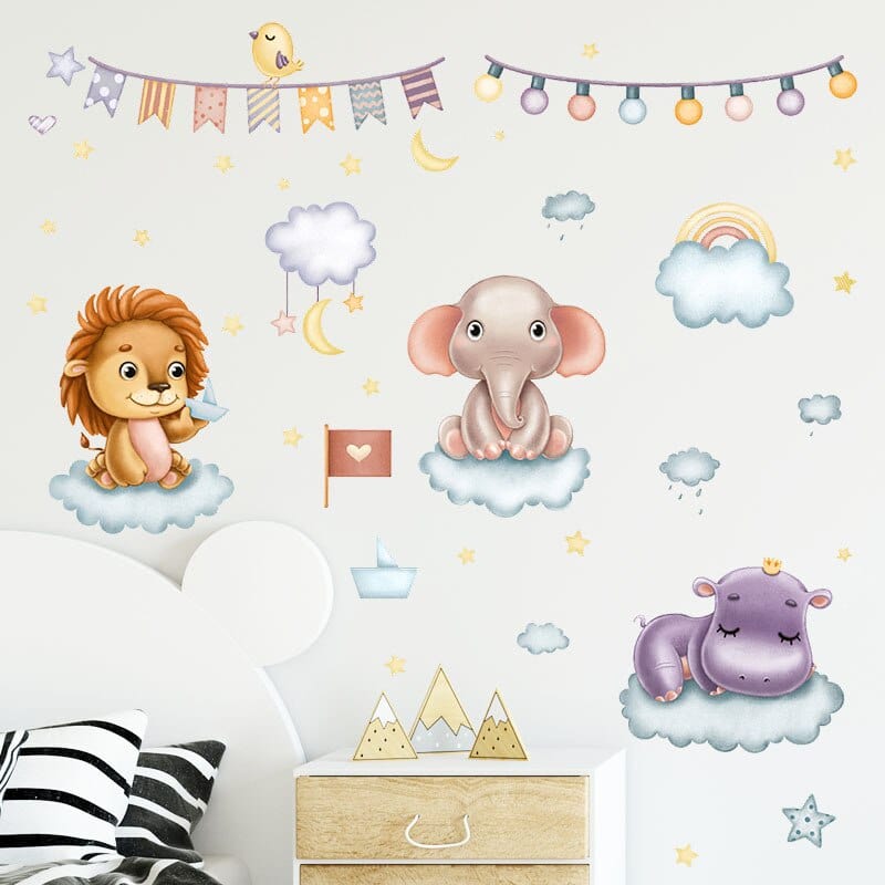 Stickers Chambre Bébé<br>Animaux Cartoon