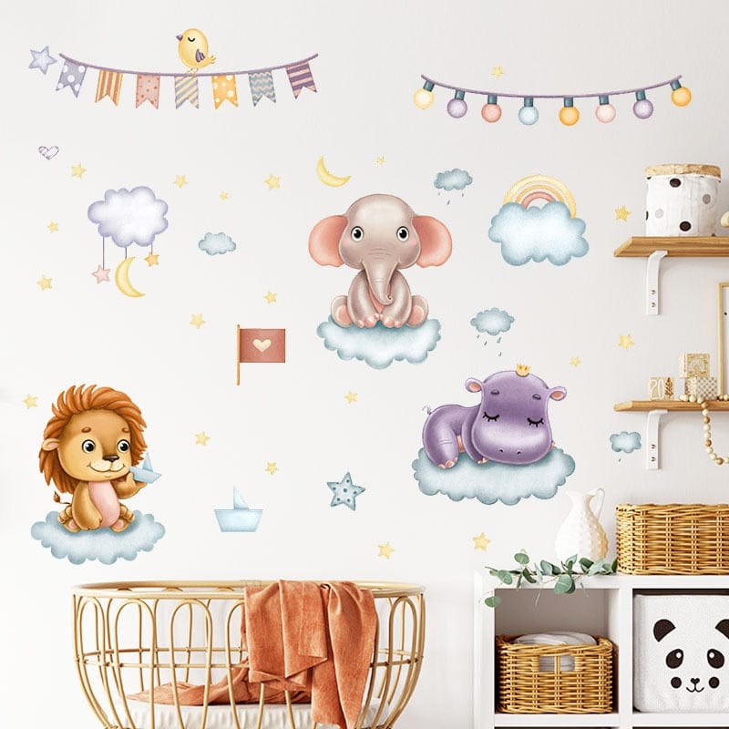 Stickers Chambre Bébé<br>Animaux Cartoon