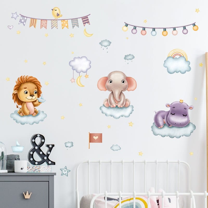 Stickers Chambre Bébé<br>Animaux Cartoon