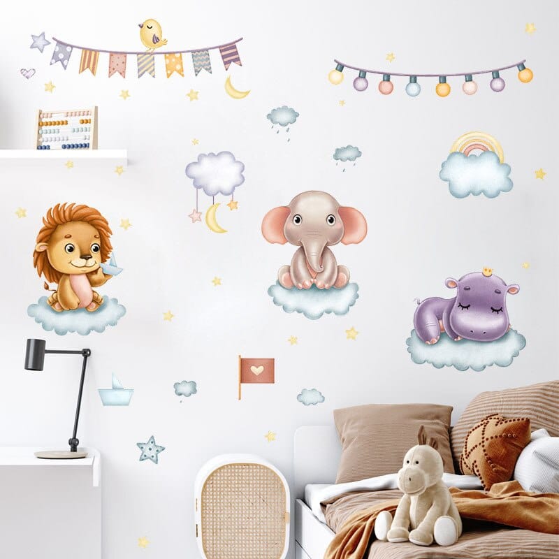 Stickers Chambre Bébé<br>Animaux Cartoon