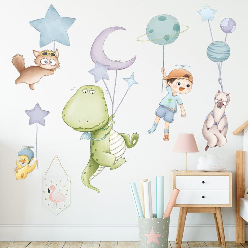 Stickers Chambre Bébé Dinosaures Volants