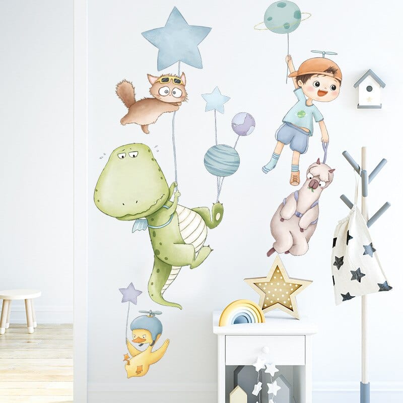 Stickers Chambre Bébé Dinosaures Volants