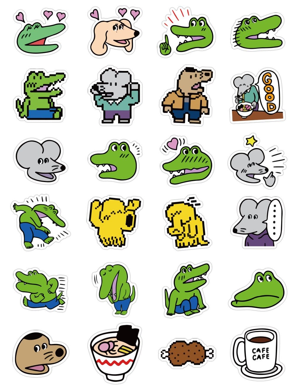 Stickers Kawaii Crocodile <br> (Pack de 80)