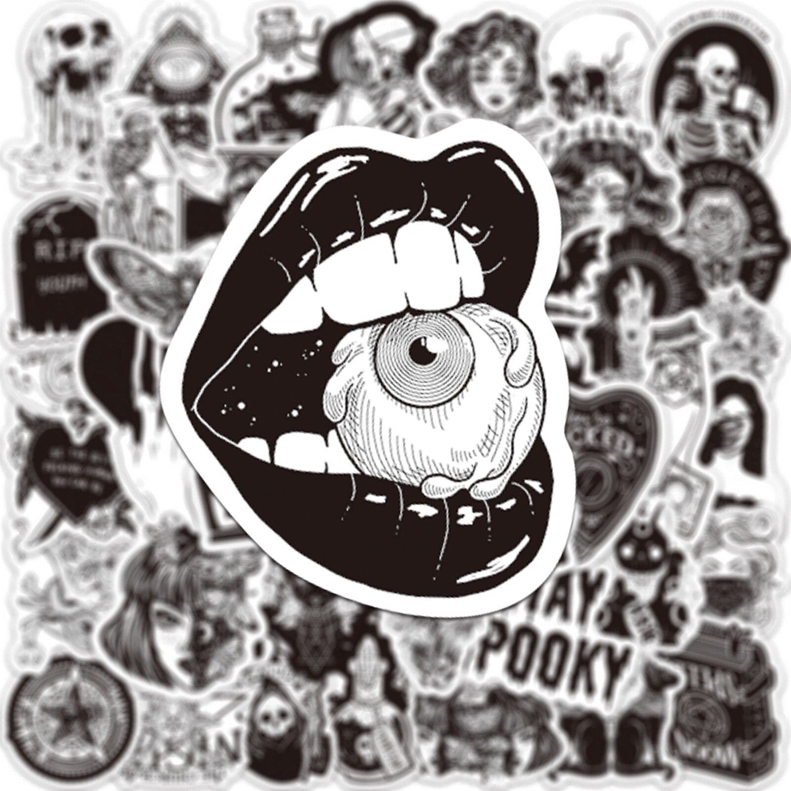 Stickers Noir et Blanc<br> Squelettes (50 pcs)