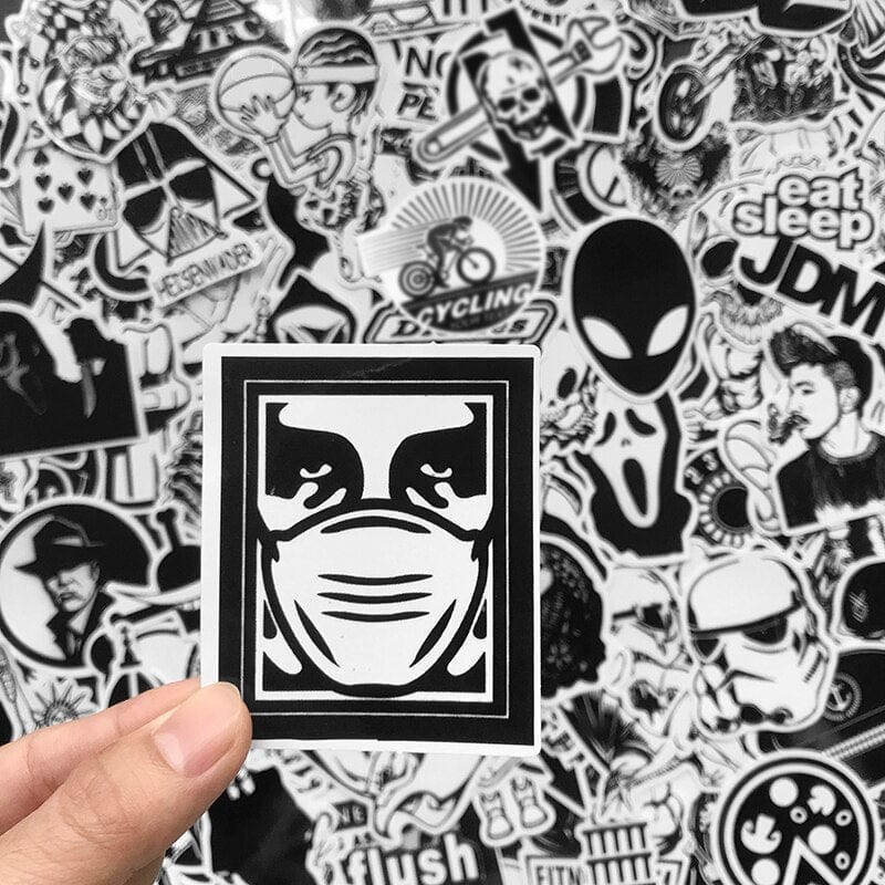 Stickers Skateboard Noir et Blanc (120 stickers)