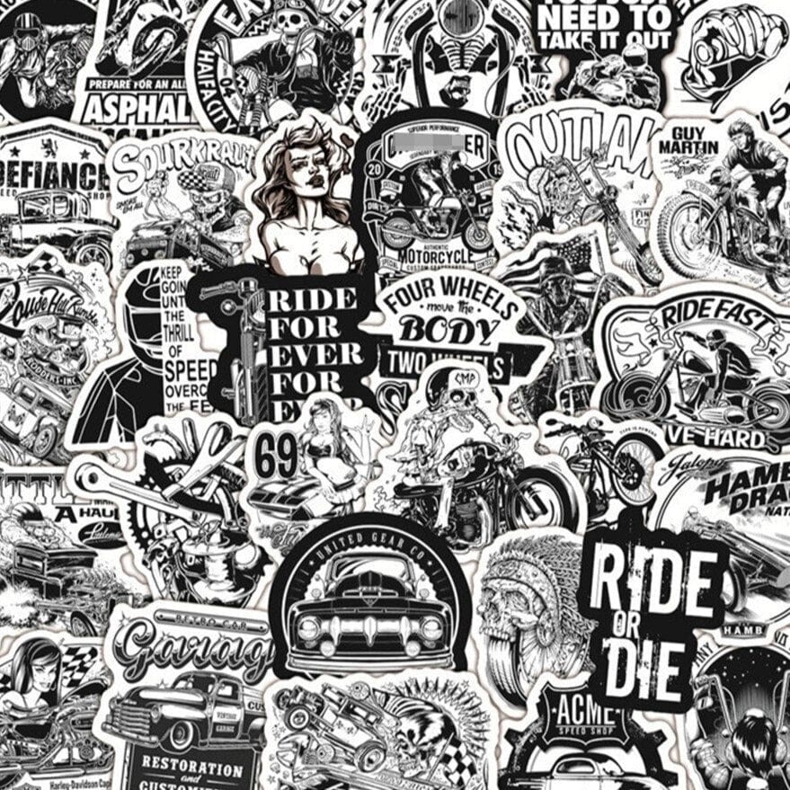 Stickers Vintage<br> Noir et Blanc (50 pcs)