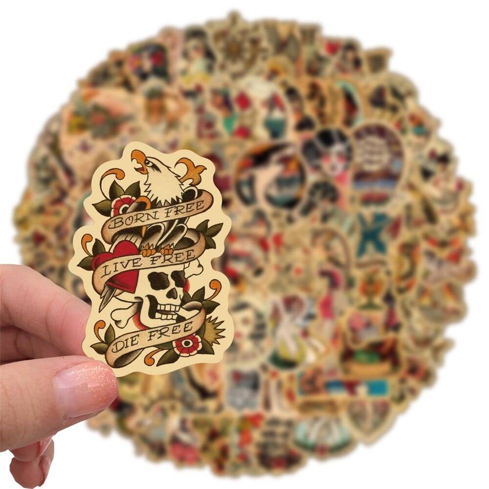 Stickers Vintage<br> Tatouages (50 pcs)