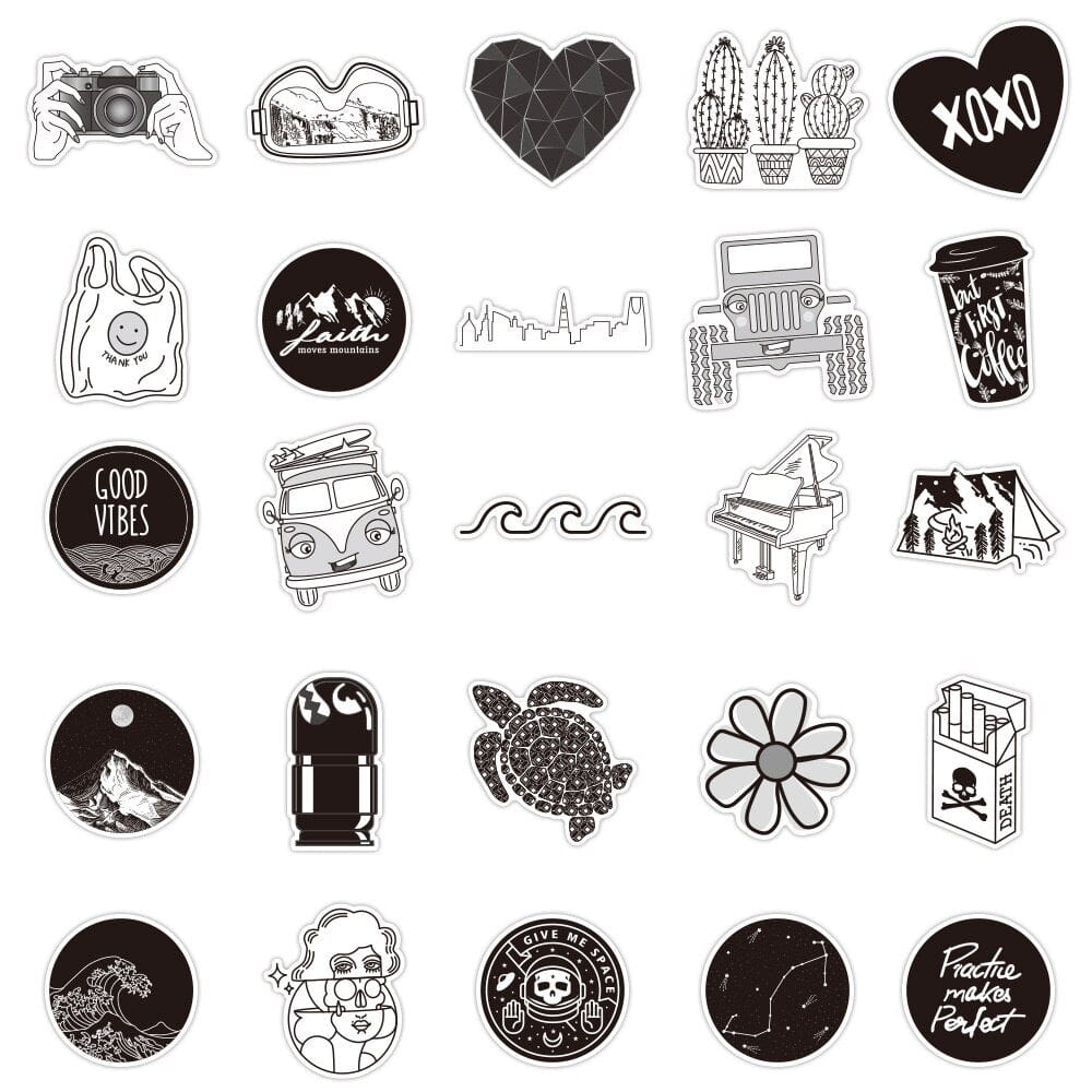 Stickers VSCO <br> Noir (50pcs)