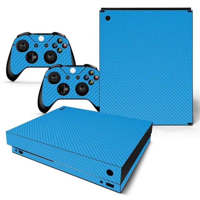 Stickers Xbox One X Carbone Bleu